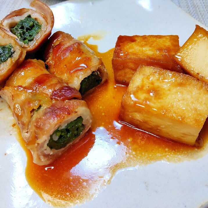 10分で! エバラすき焼きのタレで春菊の肉巻き